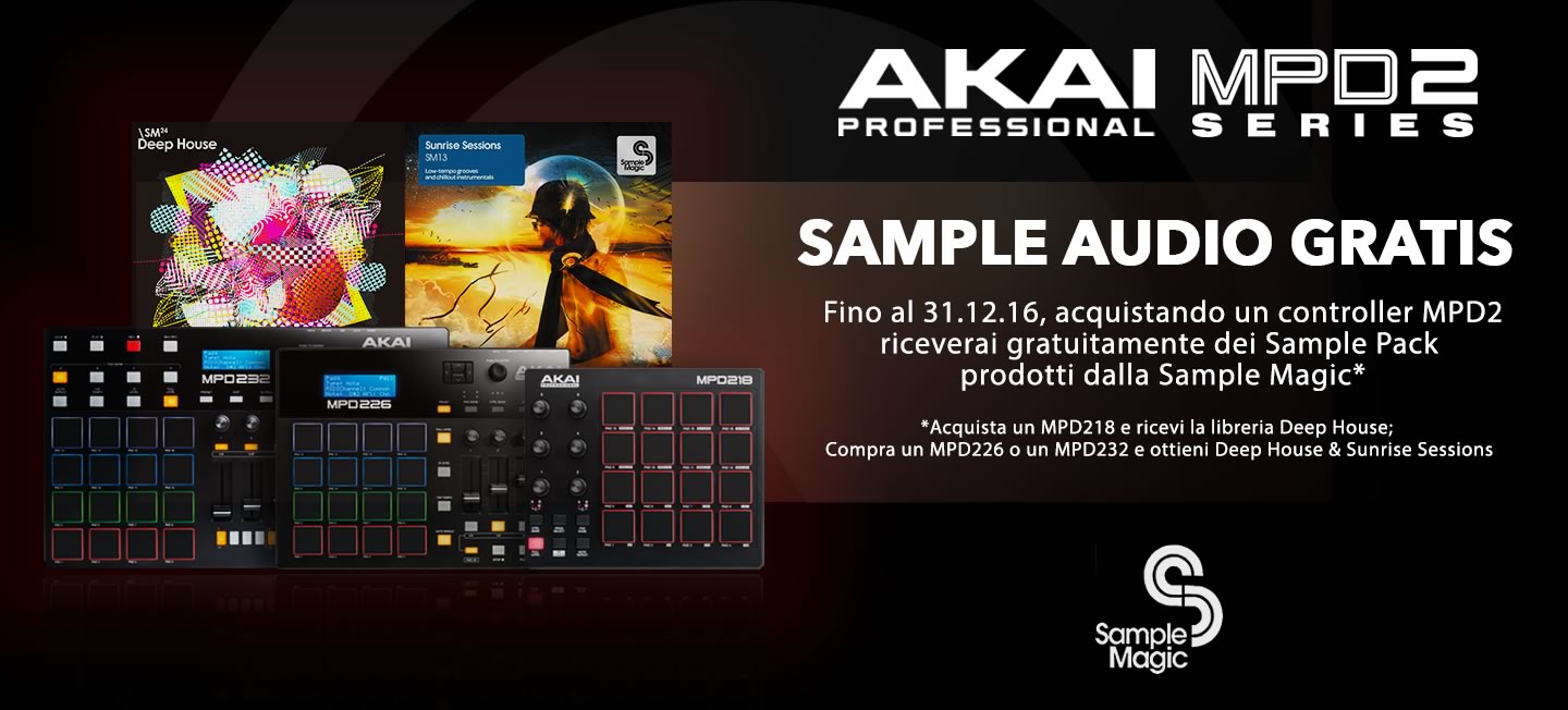 Partnership tra Akai Professional e Sample Magic: Librerie di campioni audio gratuite per gli utenti dei controller MPD2 Partnership tra Akai Professional e Sample Magic: Librerie di campioni audio gratuite per gli utenti dei controller MPD2